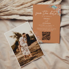 Reserva La Fecha Boda floral boho terroso Foto