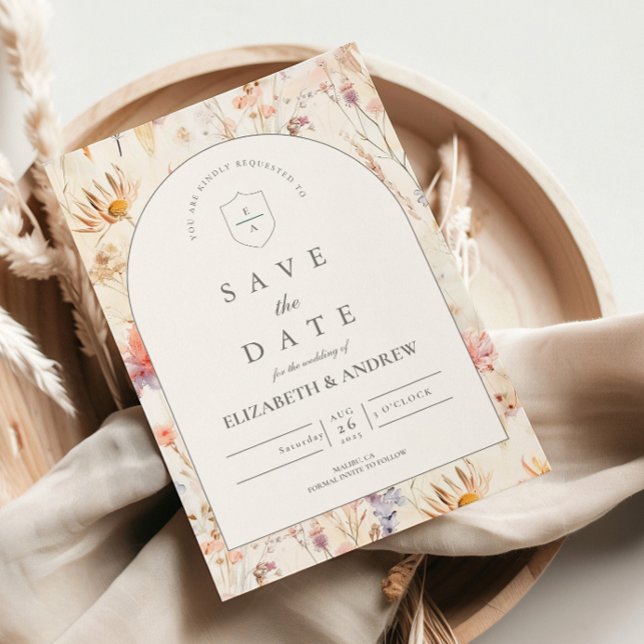 Reserva La Fecha Boda floral botánica moderna (Subido por el creador)