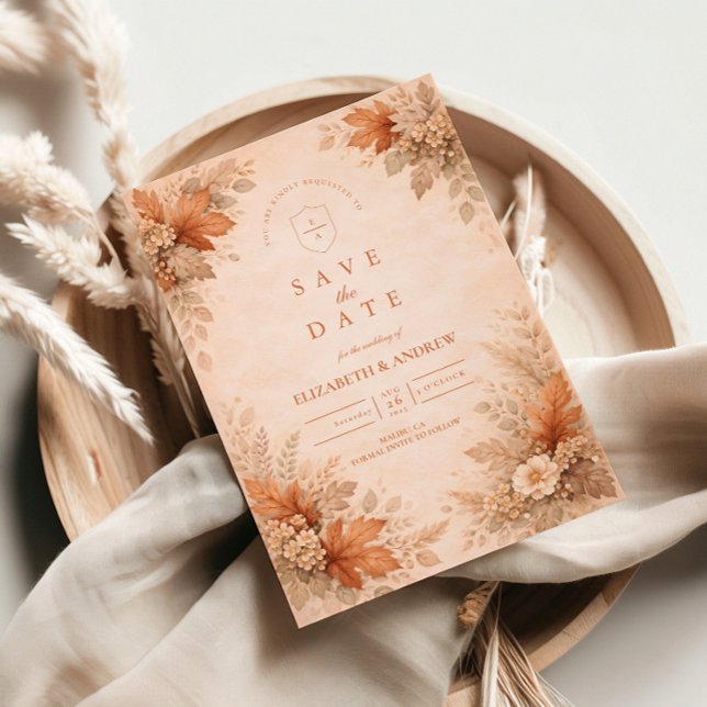 Reserva La Fecha Boda Floral Cálida de Otoño (Subido por el creador)