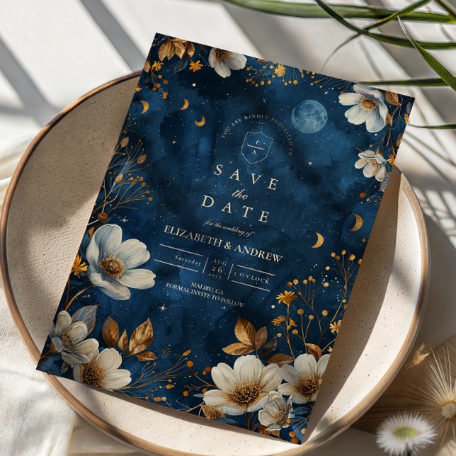 Reserva La Fecha Boda Floral Celestial de Medianoche (Subido por el creador)