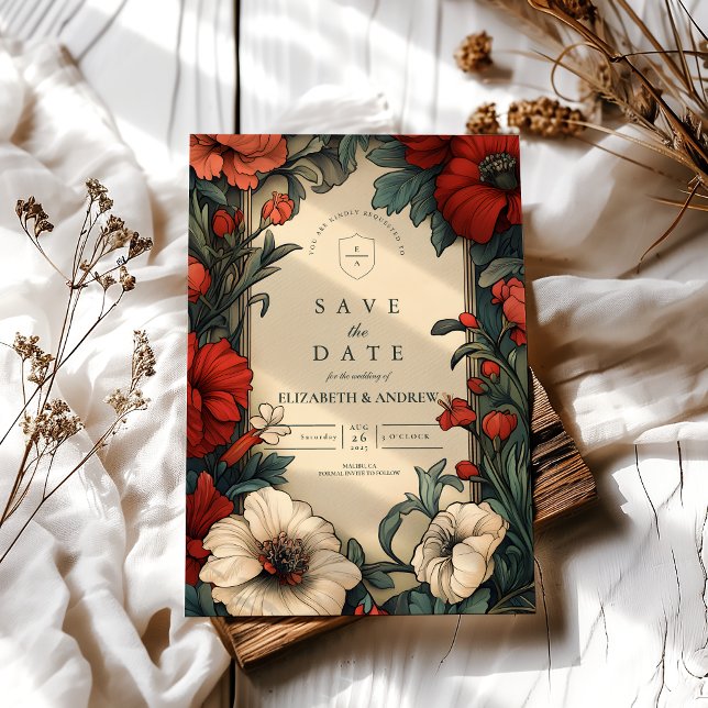 Reserva La Fecha Boda floral clásico Art Nouveau (Subido por el creador)