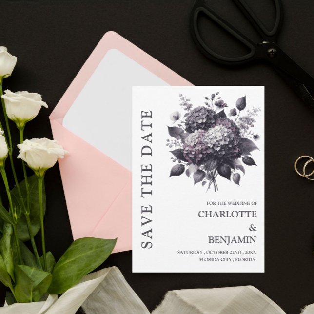 Reserva La Fecha Boda floral con tema gótico de Hortensias (Subido por el creador)