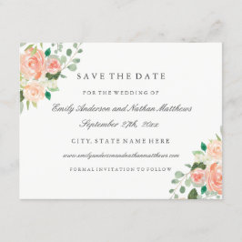 Reserva La Fecha Boda Floral de acuarela de color de arena de color