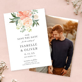 Reserva La Fecha Boda floral de acuarela de melocotón suave
