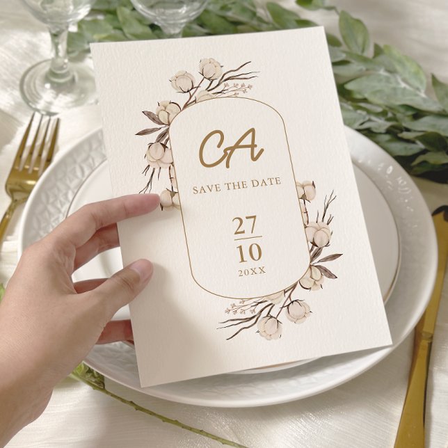 Reserva La Fecha Boda Floral de Algodón Rústico (Subido por el creador)