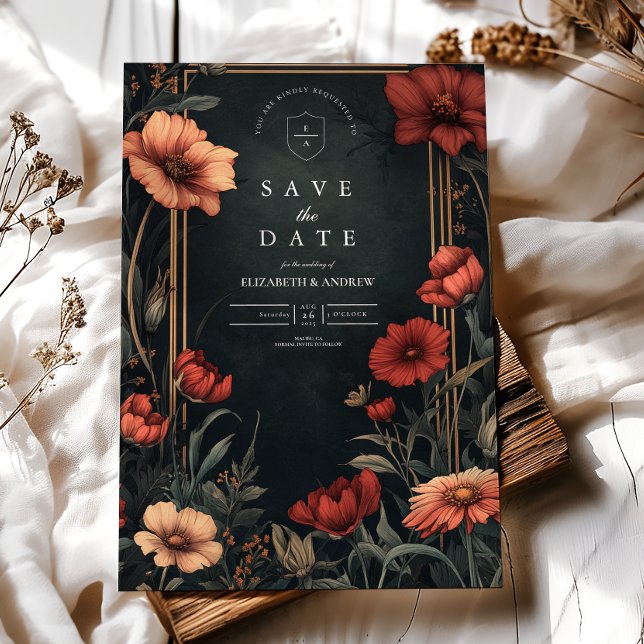 Reserva La Fecha Boda floral de Art Nouveau clásico (Subido por el creador)