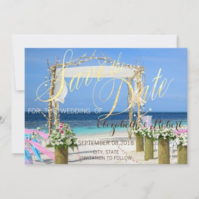 Reserva La Fecha Boda Floral de Beach Arbor Salvar La Fecha (Anverso)