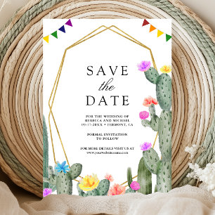 Reserva La Fecha Boda Floral de Cactus Fiesta Mexicana Foto