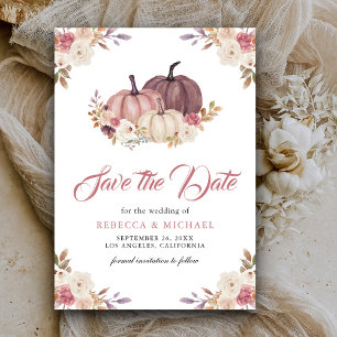 Reserva La Fecha Boda Floral de Calabaza Rosa Polvoriento