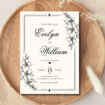 Boda floral de caligrafía moderna elegante