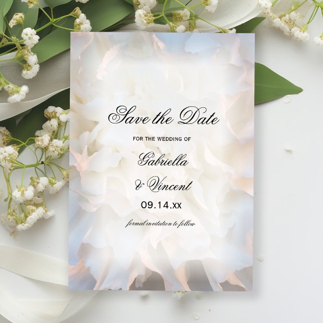 Reserva La Fecha Boda floral de Carnación blanca salva la fecha (Subido por el creador)