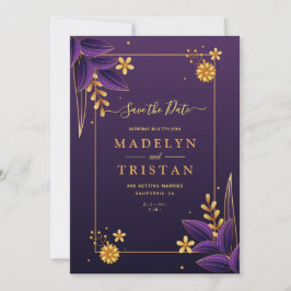 Reserva La Fecha Boda Floral de Estética Purple & Gold