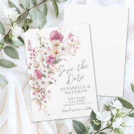 Reserva La Fecha Boda Floral de Flor Silvestre Elegante