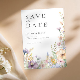 Reserva La Fecha Boda floral de flores silvestres de verano