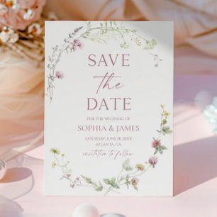 Reserva La Fecha Boda Floral de Flores Silvestres Elegantes