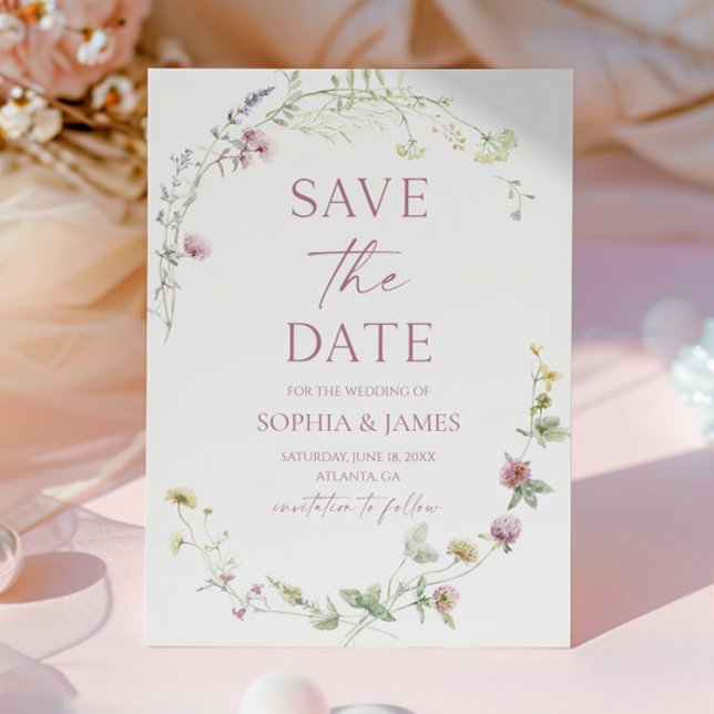 Reserva La Fecha Boda Floral de Flores Silvestres Elegantes (Subido por el creador)