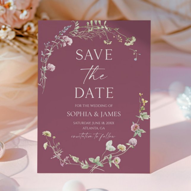Reserva La Fecha Boda Floral de Flores Silvestres Elegantes (Subido por el creador)