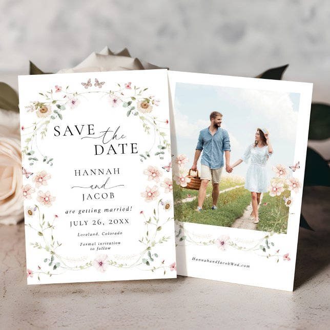 Reserva La Fecha Boda floral de flores silvestres elegantes (Subido por el creador)