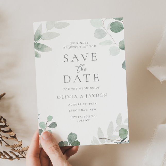 Reserva La Fecha Boda Floral de Hoja Verde (Subido por el creador)