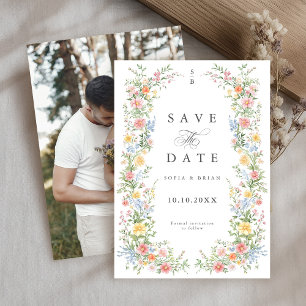 Reserva La Fecha Boda floral de jardín de primavera ornada con past