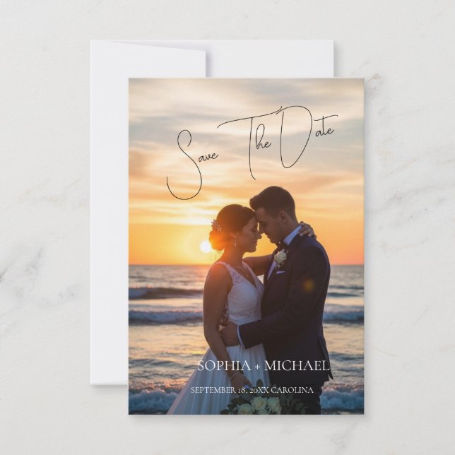 Reserva La Fecha Boda floral de magnolia neutral elegante (Anverso)