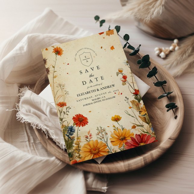 Reserva La Fecha Boda floral de otoño audaz (Subido por el creador)