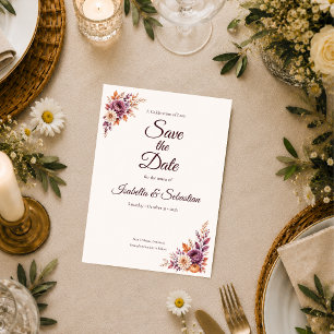 Reserva La Fecha Boda Floral de Otoño Rústico
