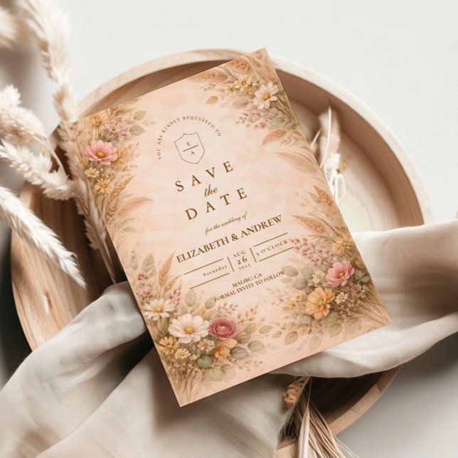 Reserva La Fecha Boda Floral de Otoño Suave (Subido por el creador)