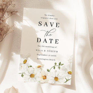 Reserva La Fecha Boda Floral de Primavera Blanca y Soñadora