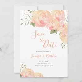 Reserva La Fecha Boda floral de Rosa Peach Save the Date Card