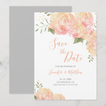Boda floral de Rosa Peach Save the Date Card