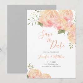 Reserva La Fecha Boda floral de Rosa Peach Save the Date Card