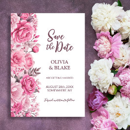 Reserva La Fecha Boda floral de rosa rosa