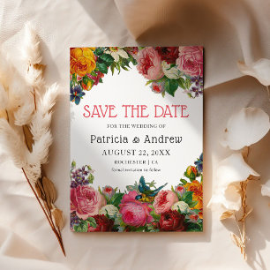 Reserva La Fecha Boda floral de Rosa Vintage espléndido