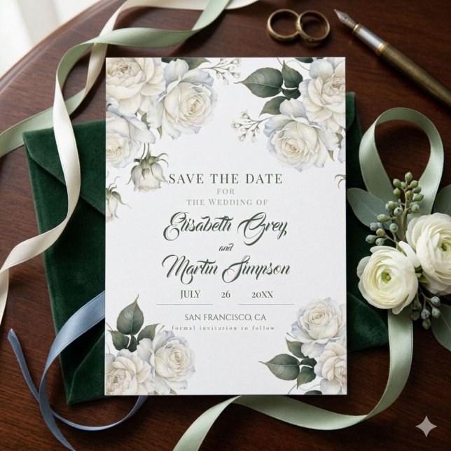Reserva La Fecha Boda floral de rosas salvia (Subido por el creador)