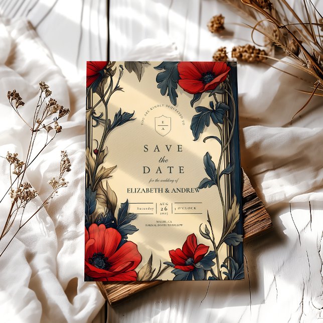 Reserva La Fecha Boda floral decorativo Art Nouveau (Subido por el creador)