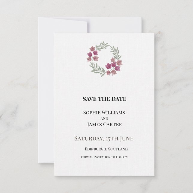 Reserva La Fecha Boda floral diminuta (Anverso)
