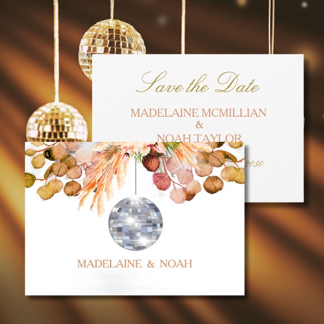 Reserva La Fecha Boda Floral Disco Ball Save the Date (Subido por el creador)
