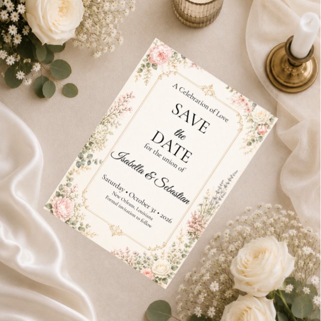 Reserva La Fecha Boda floral elegante (Subido por el creador)