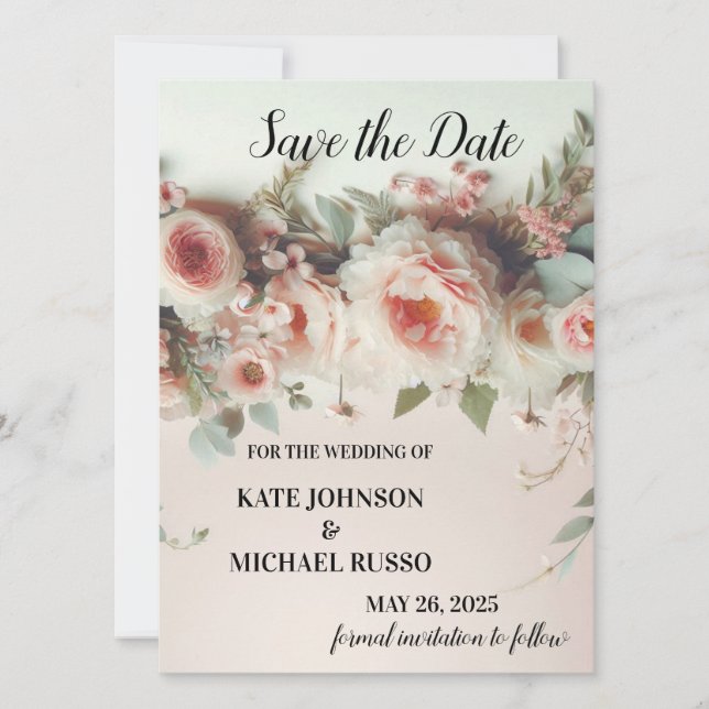 Reserva La Fecha Boda floral elegante (Anverso)