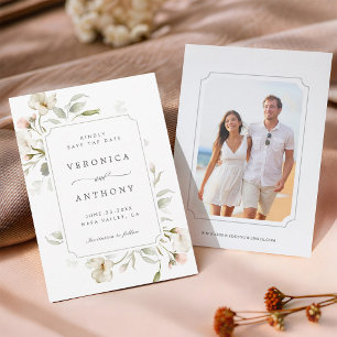 Reserva La Fecha Boda floral elegante con toque de salvia blanca