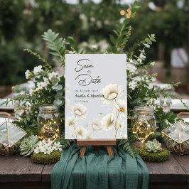 Reserva La Fecha Boda floral elegante de acuarela blanca