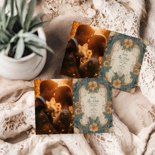 Reserva La Fecha Boda floral elegante de Art Nouveau (Subido por el creador)