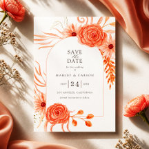Boda floral elegante de naranja coral