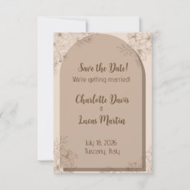 Reserva La Fecha Boda floral elegante en beige