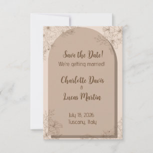 Reserva La Fecha Boda floral elegante en beige