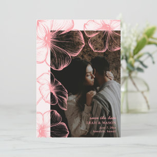 Reserva La Fecha Boda floral elegante foto rosa moderna