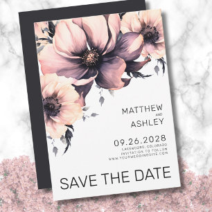 Reserva La Fecha Boda floral elegante moderna de color rosa