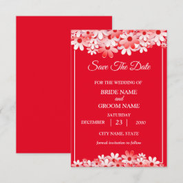 Reserva La Fecha Boda Floral Elegante Rojo Blanco