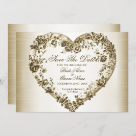 Reserva La Fecha Boda Floral Golden Ornate Frame Elegante